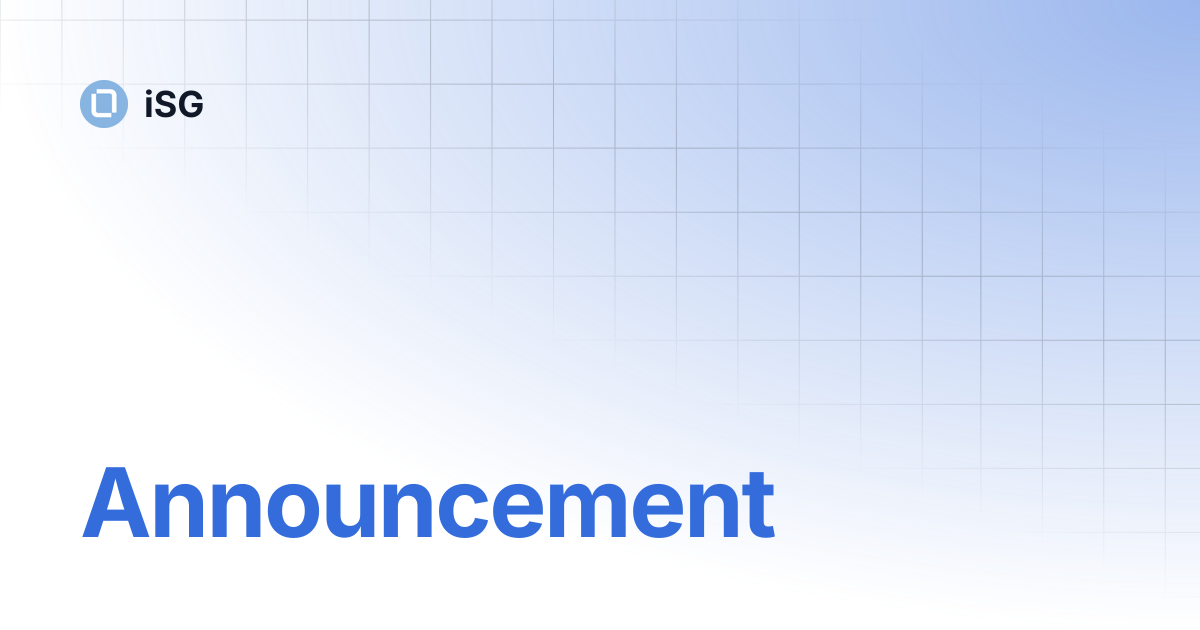 Announcement | iSG