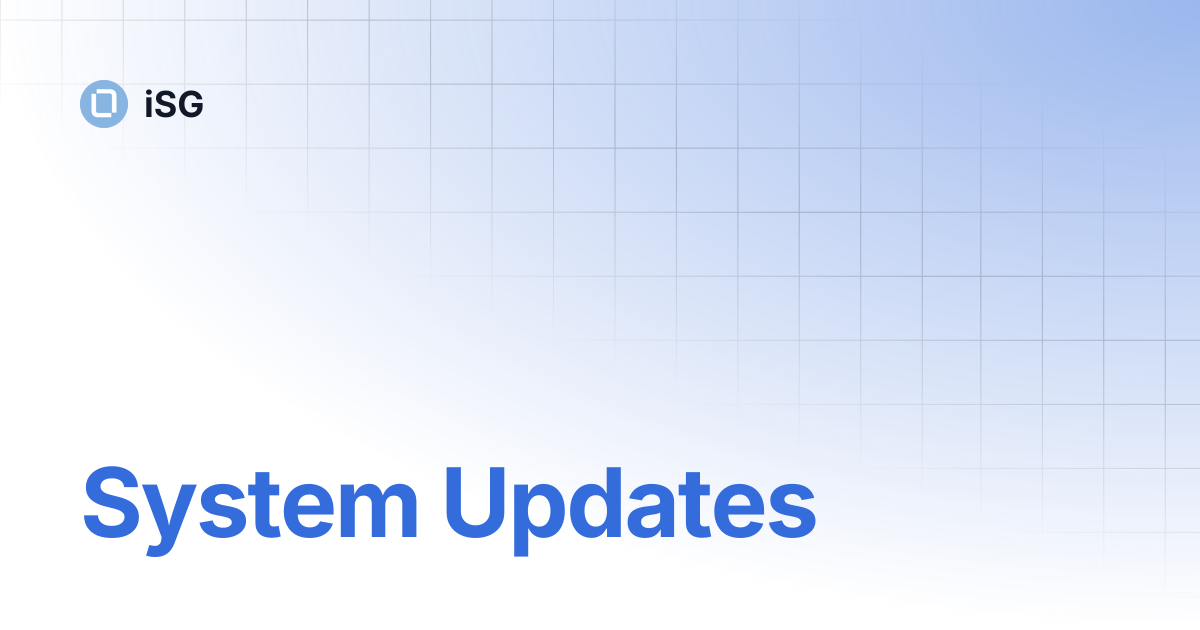 System Updates | iSG